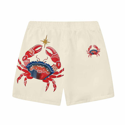 Beach Style Seafood Crab Pattern Elastic Waistband Summer Casual Shorts