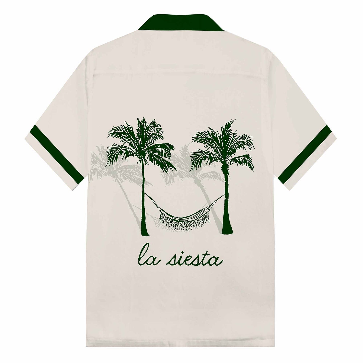 Coconut Tree Hammock Print Camp Collar Short-Sleeved Shirt
