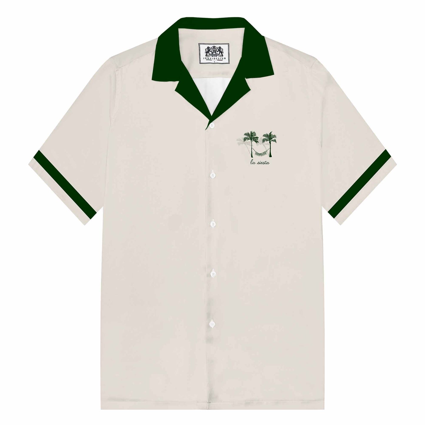 Coconut Tree Hammock Print Camp Collar Short-Sleeved Shirt