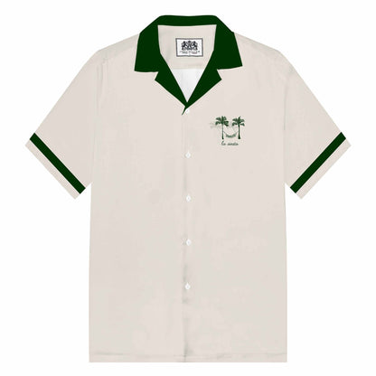 Coconut Tree Hammock Print Camp Collar Short-Sleeved Shirt