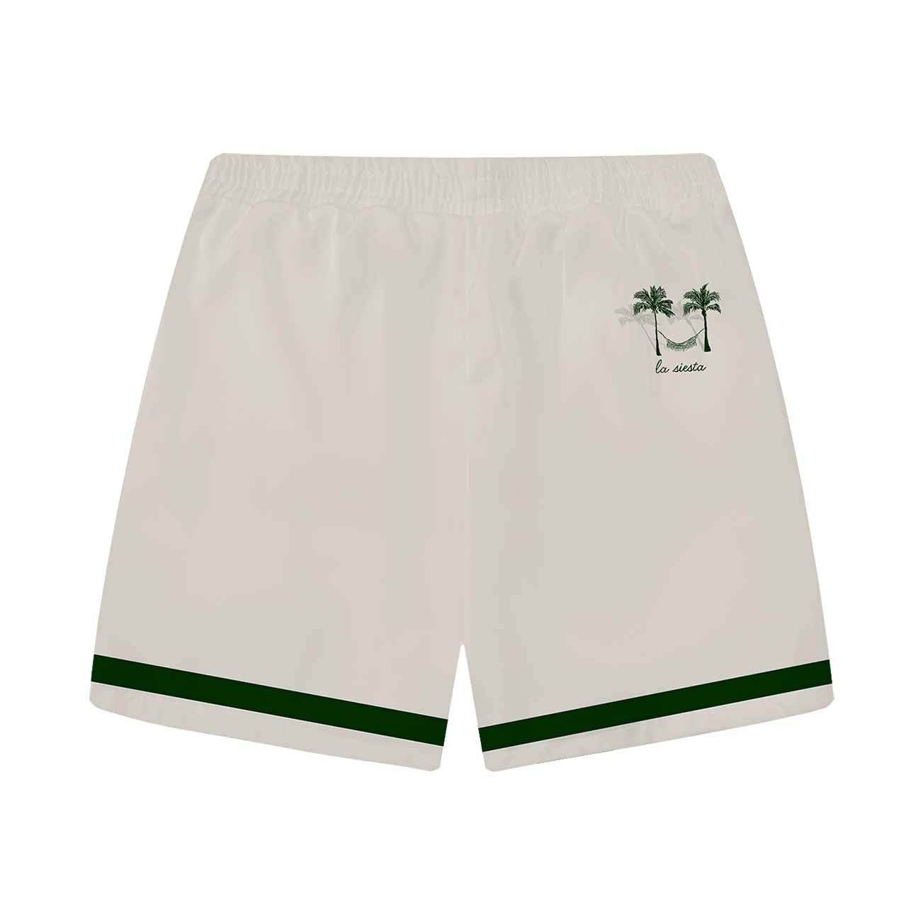 Coconut Tree Hammock Print Elastic Waistband Summer Casual Shorts