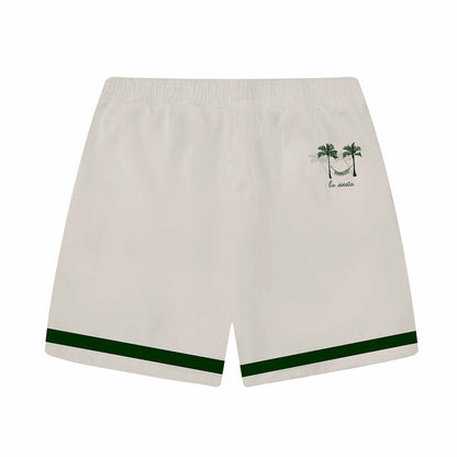 Coconut Tree Hammock Print Elastic Waistband Summer Casual Shorts