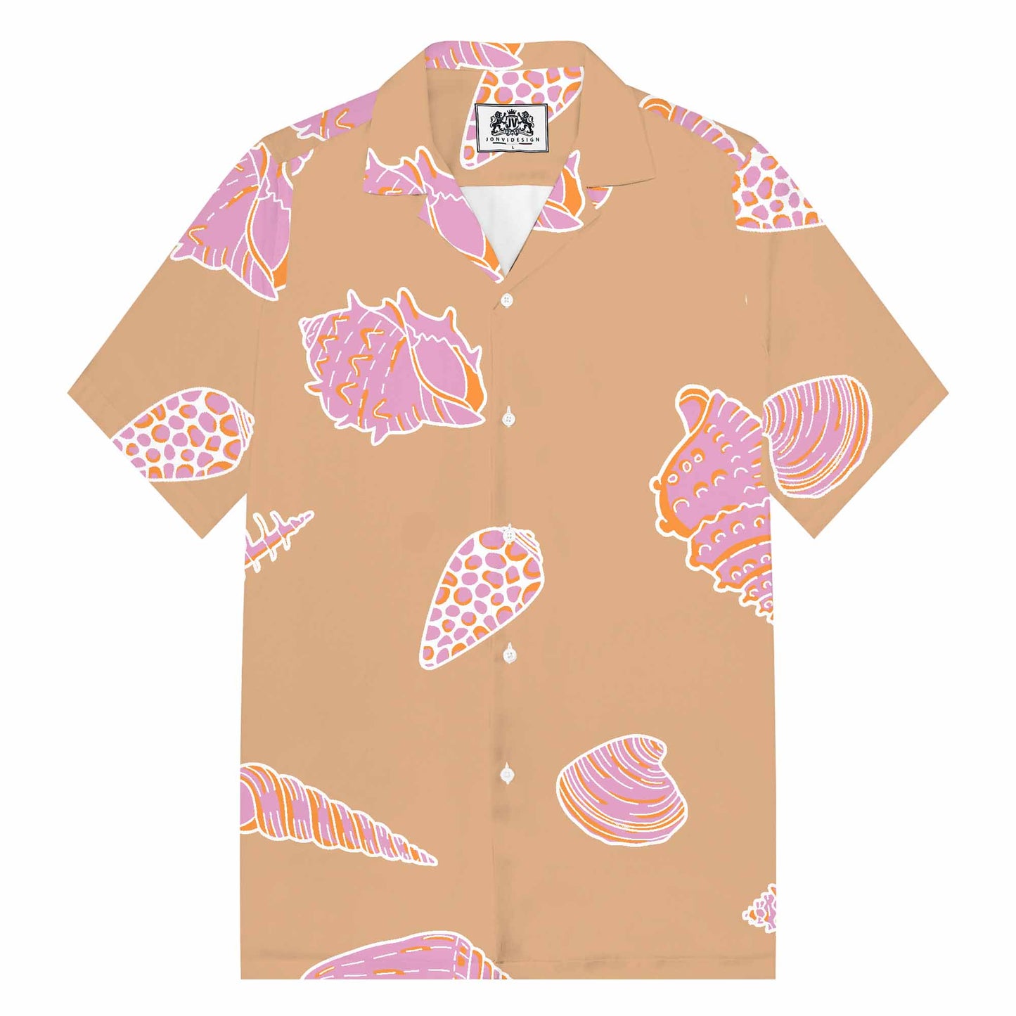 Various Shell Patterns Camp Collar Short-Sleeved Shirt