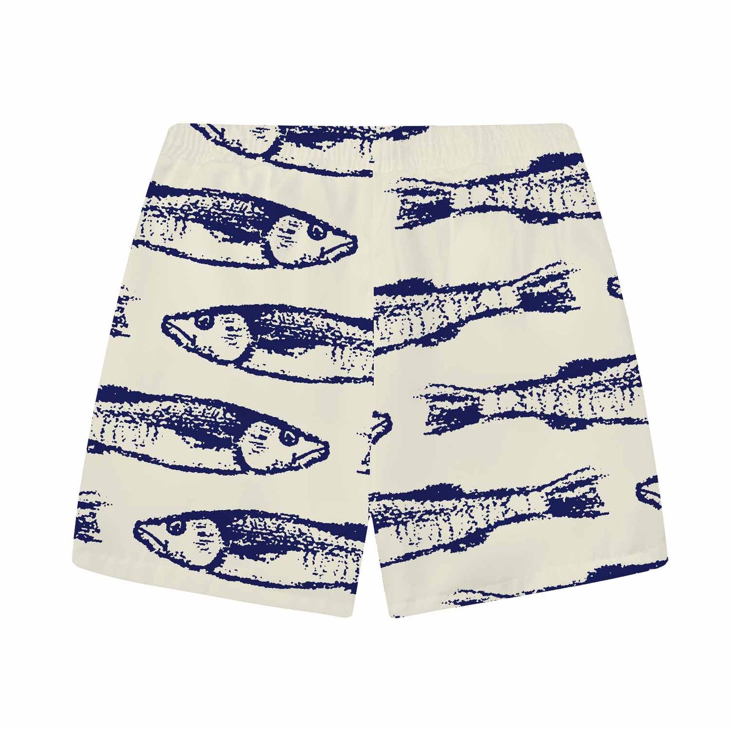 Vintage Fish Pattern Prints Elastic Waistband Summer Casual Shorts
