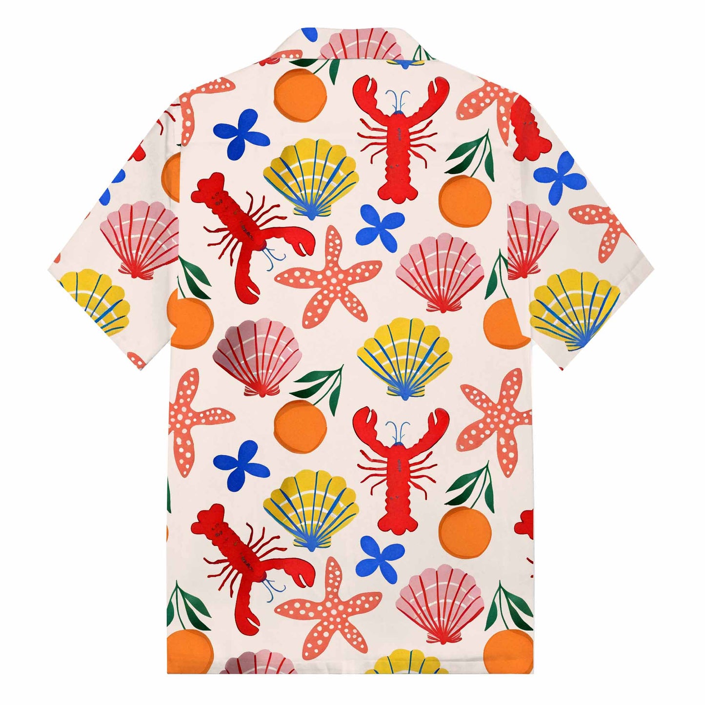 Hawaiian Ocean Seafood Patterns Camp Collar Short-Sleeved Shirt