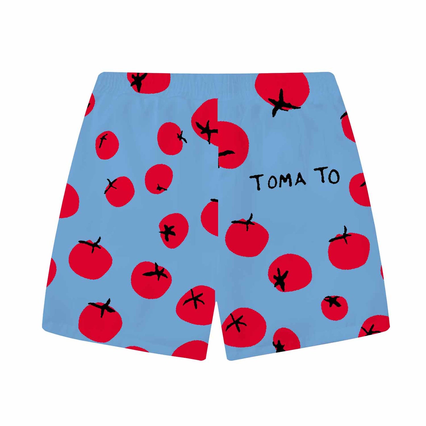 Hand Drawn Tomatoes Pattern Men's Elastic Waistband Summer Casual Shorts