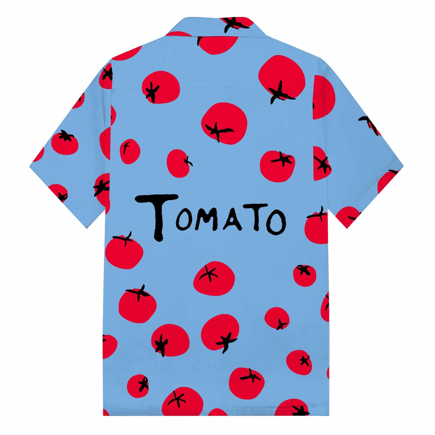 Hand Drawn Tomatoes Pattern Men's Camp Collar Short Sleeve Shirt