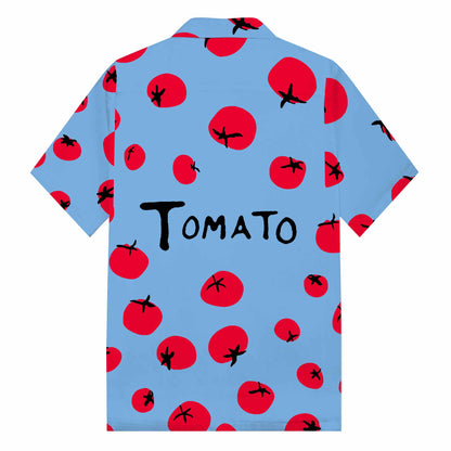 Hand Drawn Tomatoes Pattern Men's Camp Collar Short Sleeve Shirt