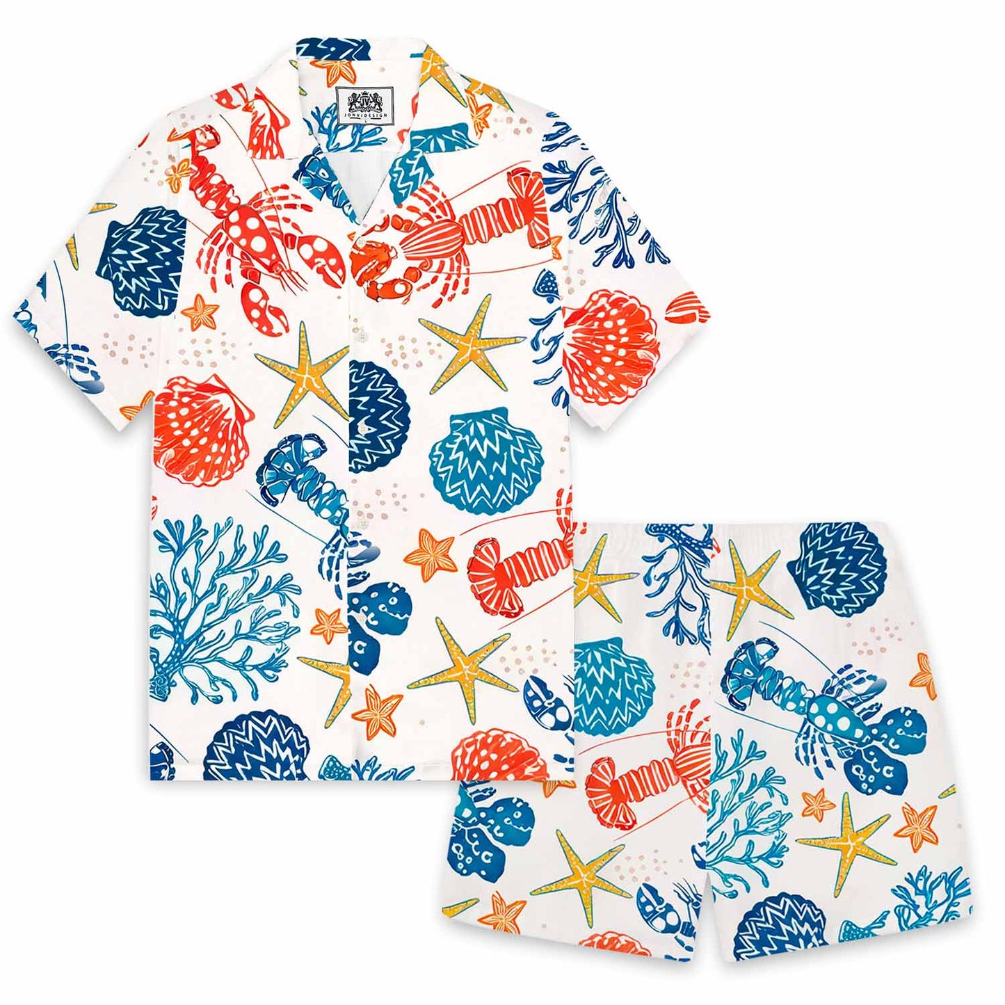 Hawaiian Ocean World Pattern Camp Collar Short-Sleeved Shirt