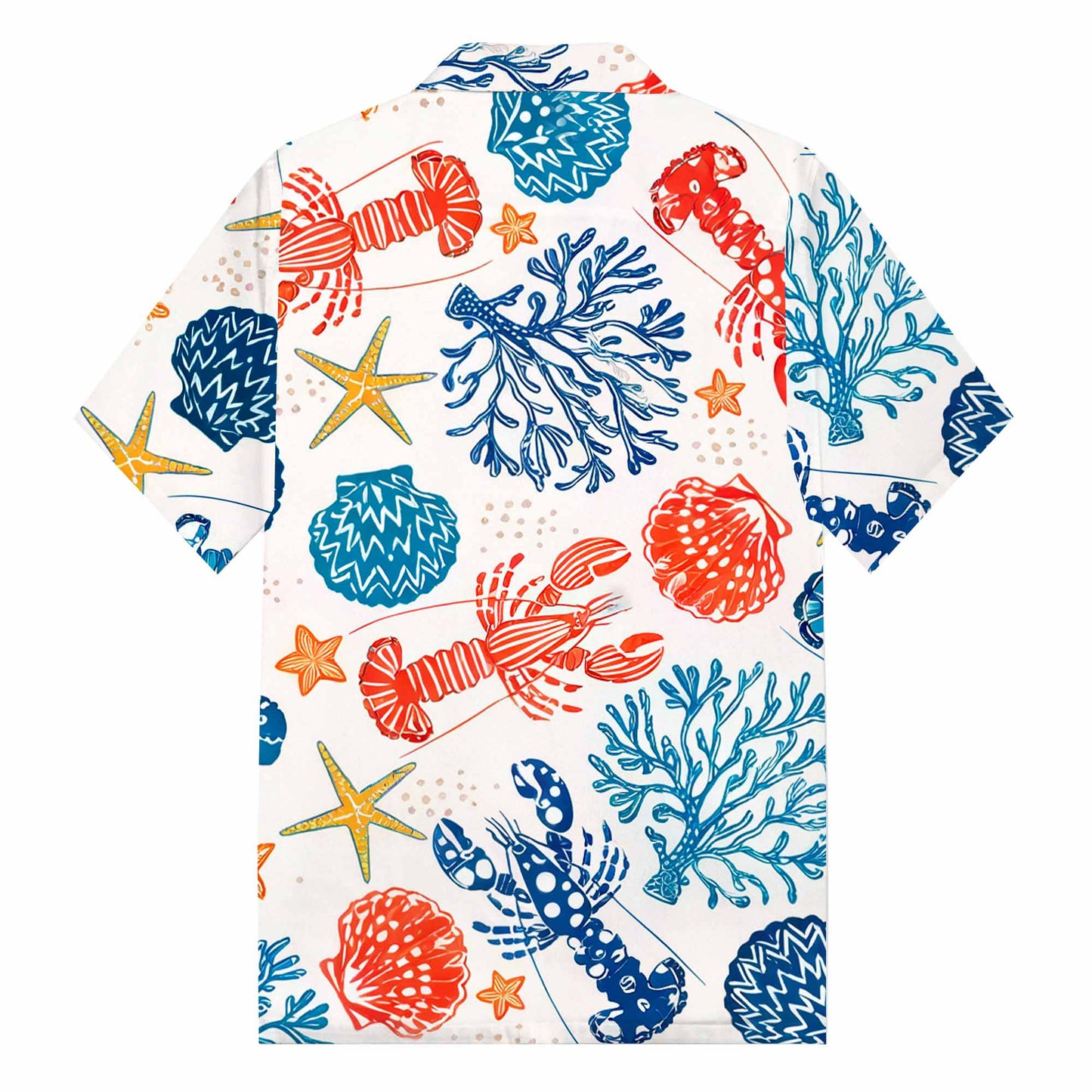 Hawaiian Ocean World Pattern Camp Collar Short-Sleeved Shirt