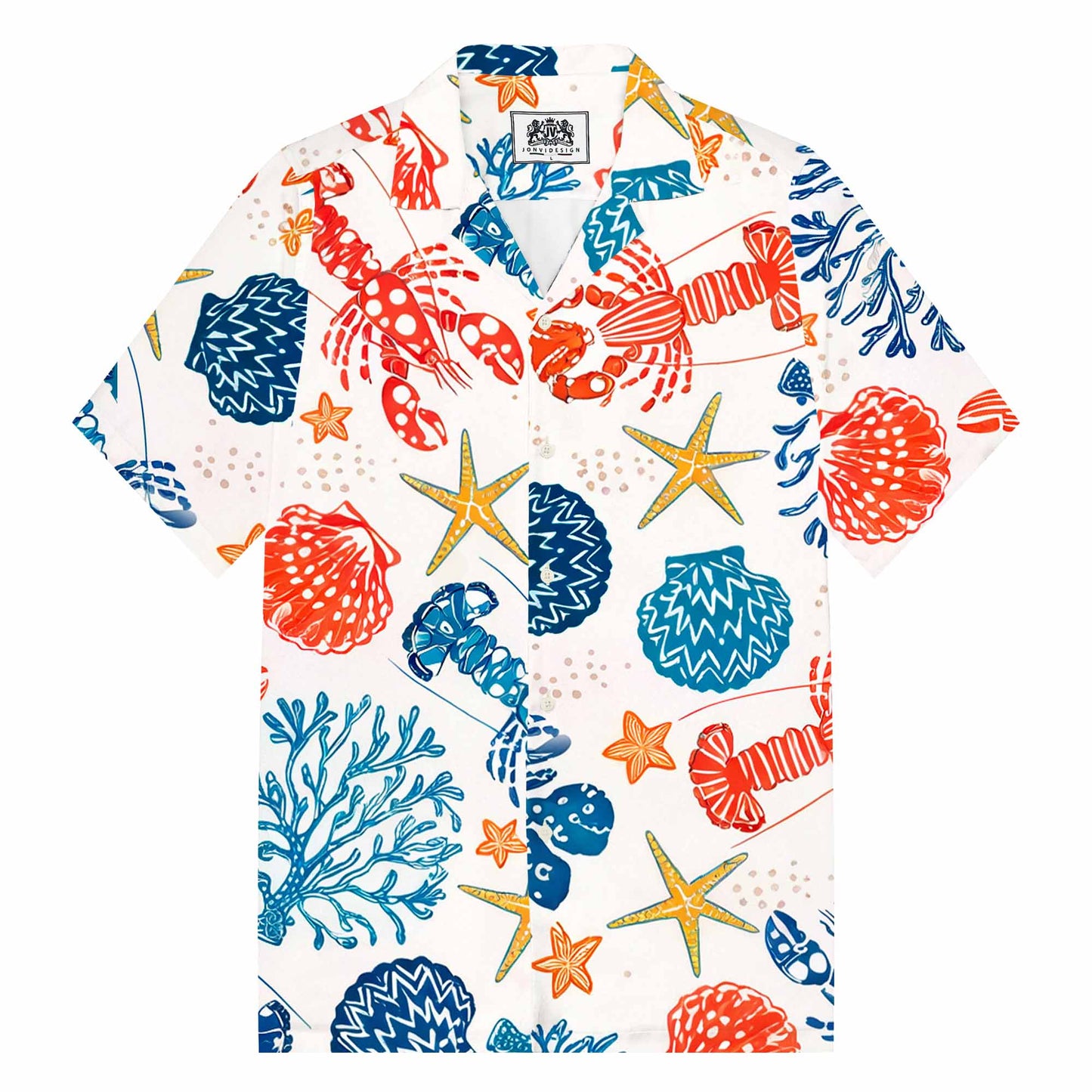 Hawaiian Ocean World Pattern Camp Collar Short-Sleeved Shirt