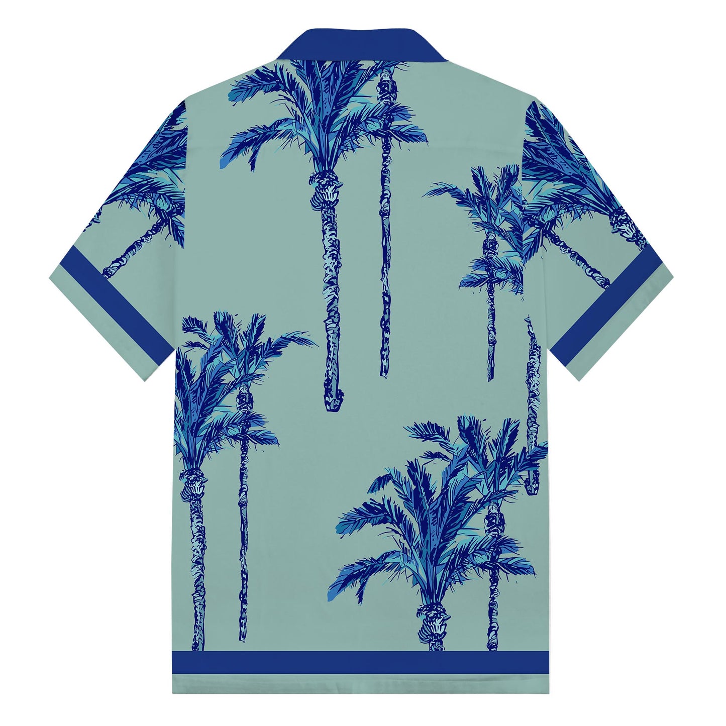 Tropical Plant Story Pattern Camp Collar Short-Sleeved Shirt