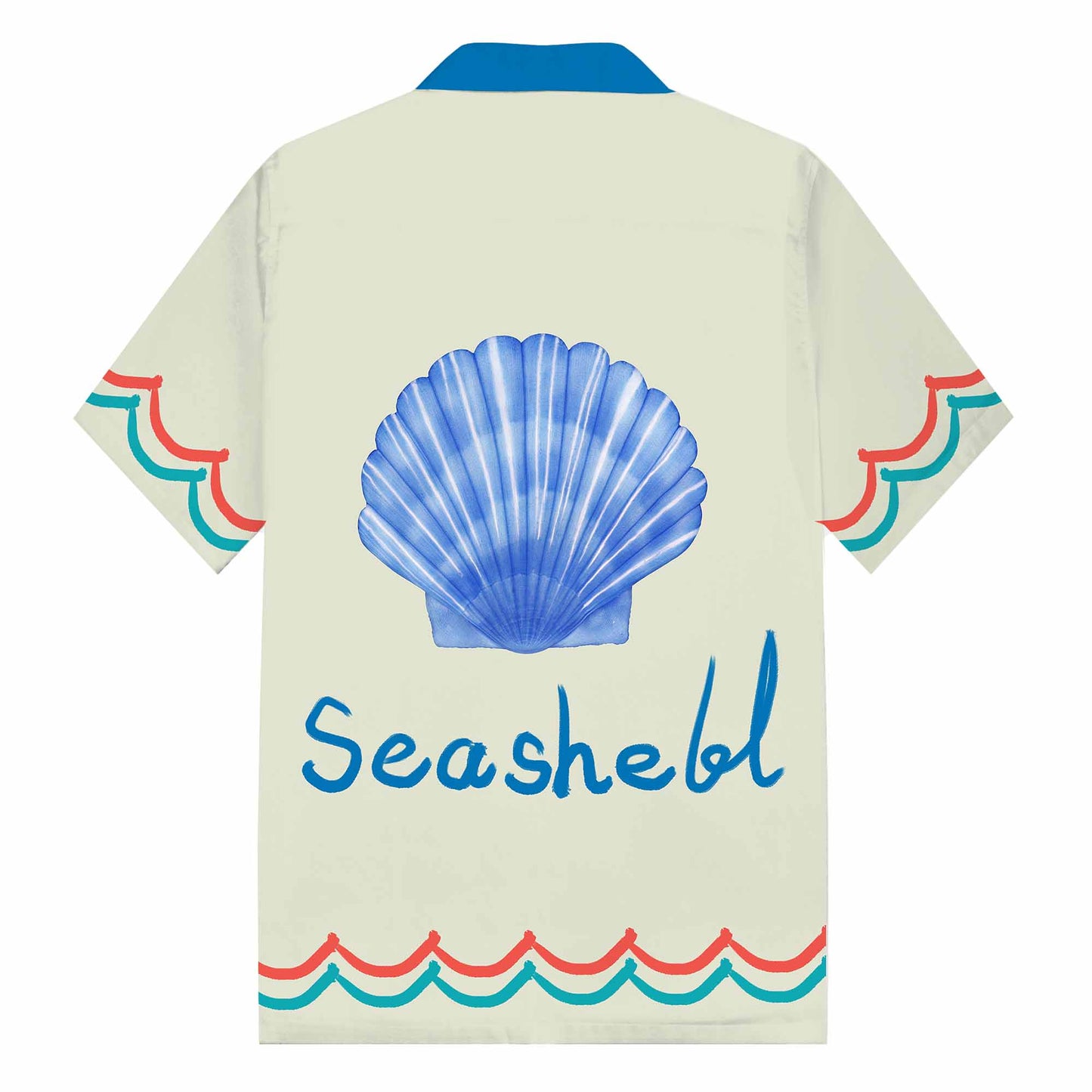Seashell Print Camp Collar Short-Sleeved Shirt