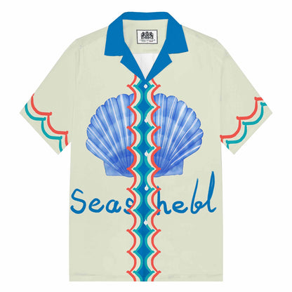 Seashell Print Camp Collar Short-Sleeved Shirt