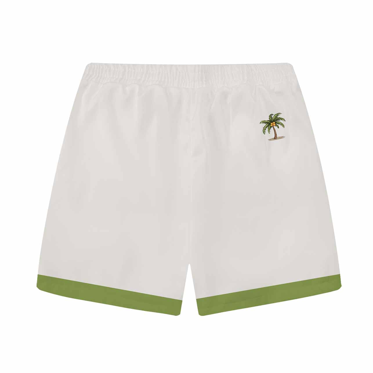 Tropical Coconut Trees & Tiger Print Elastic Waistband Casual Shorts