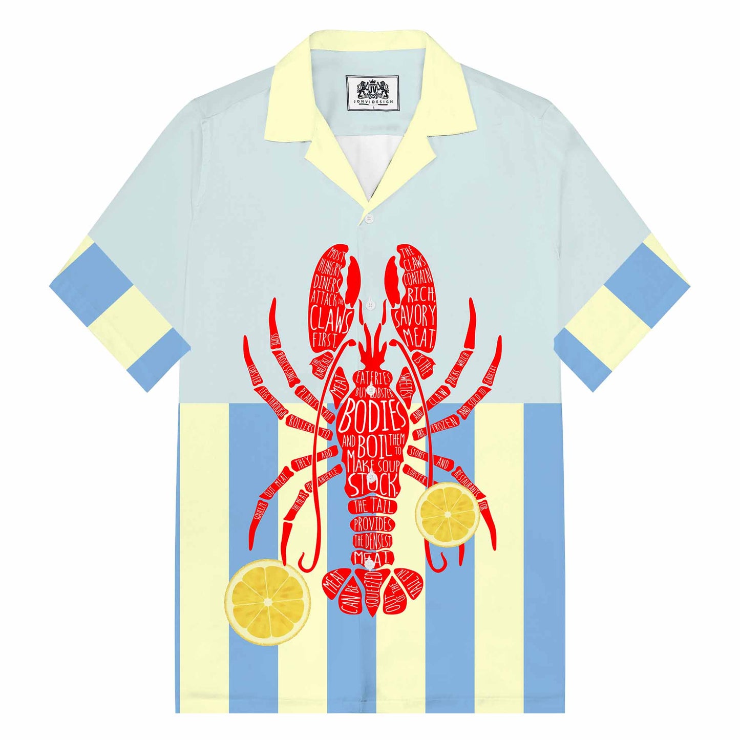 Lobster And Lemon Print Camp Collar Short-Sleeved Shirt