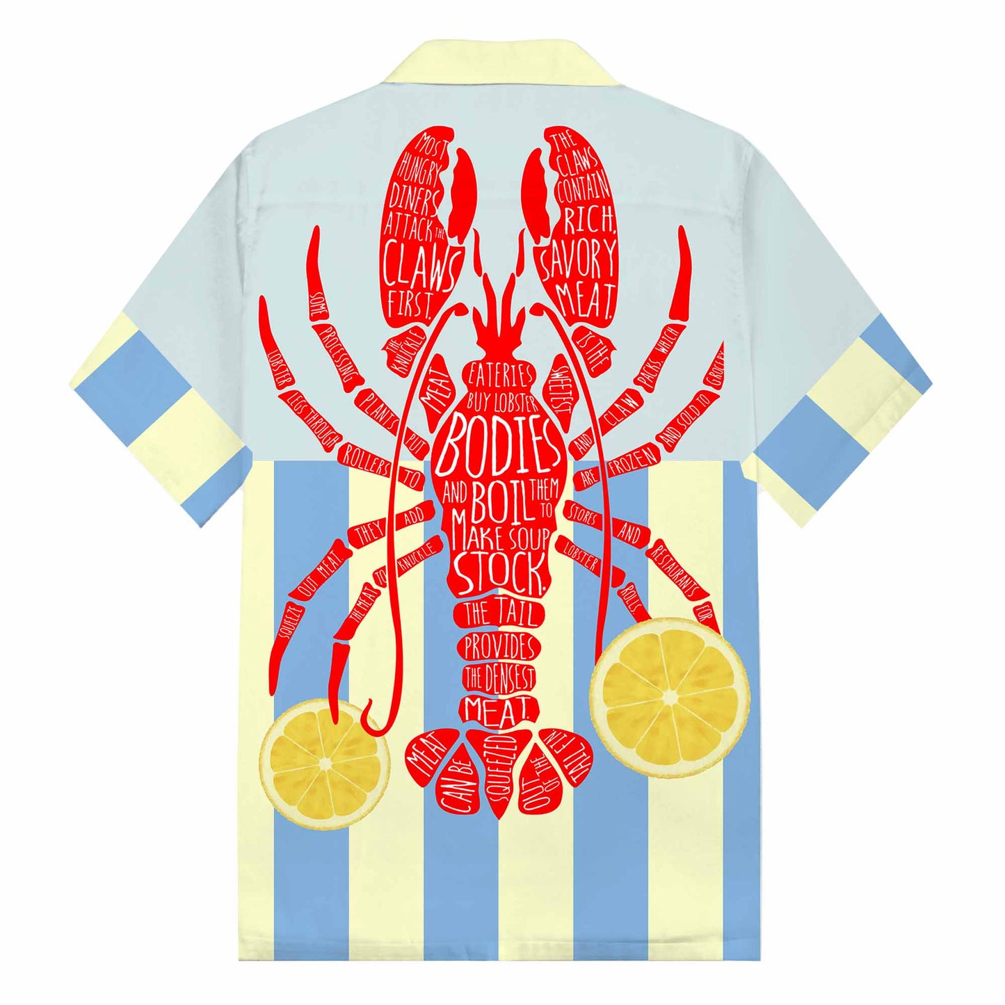 Lobster And Lemon Print Camp Collar Short-Sleeved Shirt
