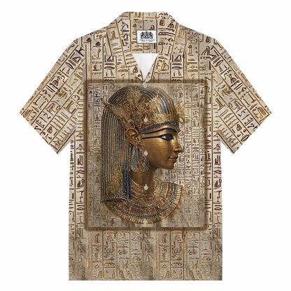 Vintage Ancient Egyptian Inspired Goddess Isis Pattern Short-Sleeved Shirt