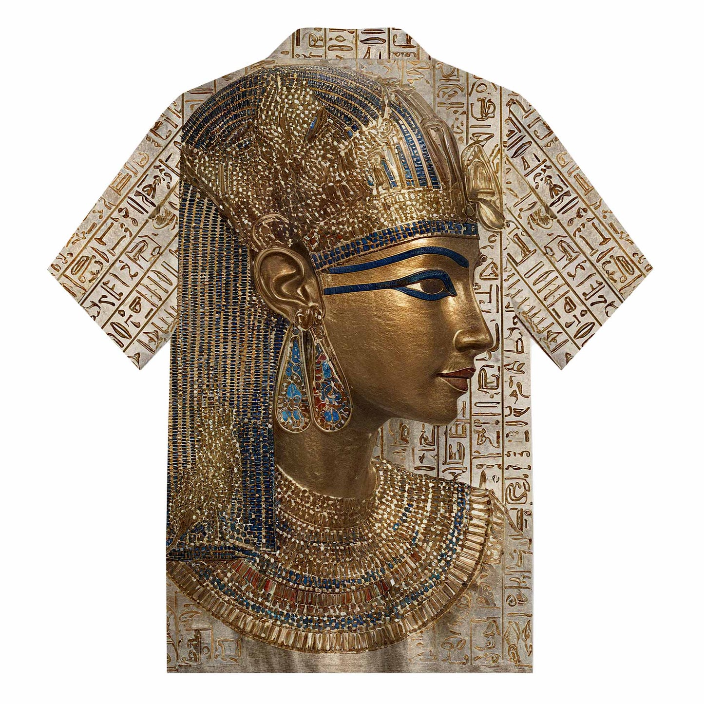 Vintage Ancient Egyptian Inspired Goddess Isis Pattern Short-Sleeved Shirt