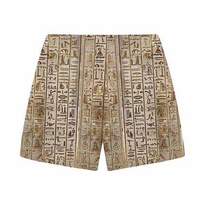 Vintage Ancient Egyptian Inspired Goddess Isis Pattern Casual Elastic Waist Shorts