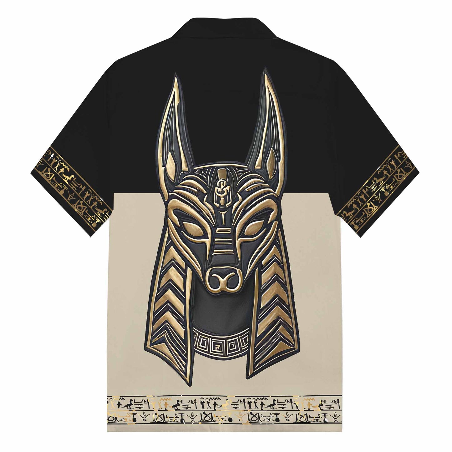 Ancient Egyptian Anubis Art Camp Collar Short Sleeve Shirt
