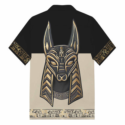 Ancient Egyptian Anubis Art Camp Collar Short Sleeve Shirt