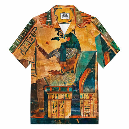 Men's Retro Egyptian Camp Collar Casual Short Sleeve Shirt