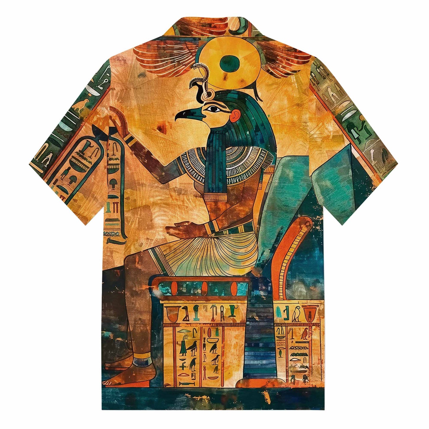 Men's Retro Egyptian Camp Collar Casual Short Sleeve Shirt