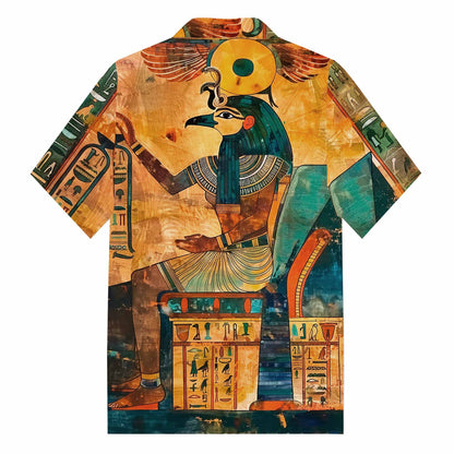 Men's Retro Egyptian Camp Collar Casual Short Sleeve Shirt