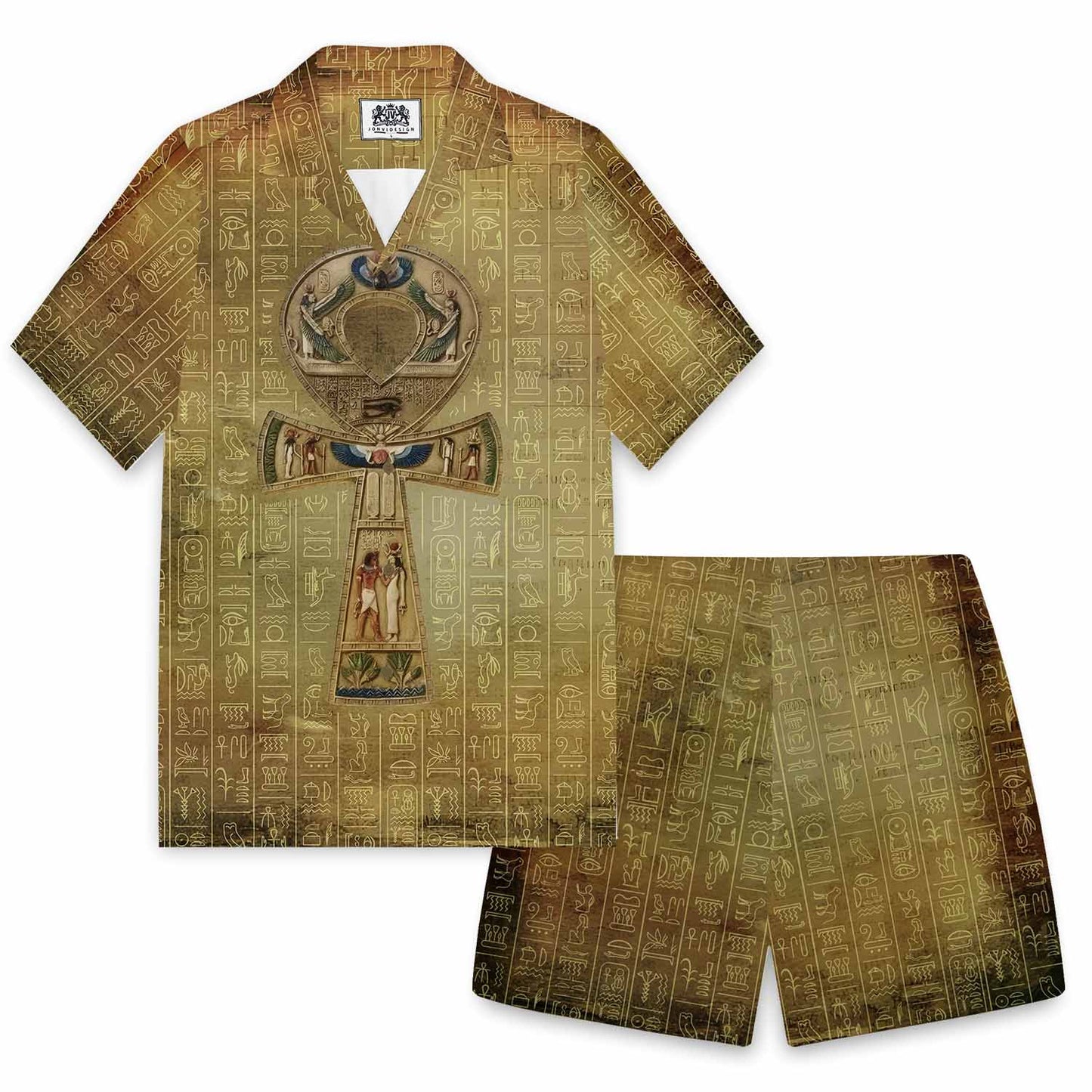 Egyptian Ankh Vintage Casual Elastic Waist Shorts