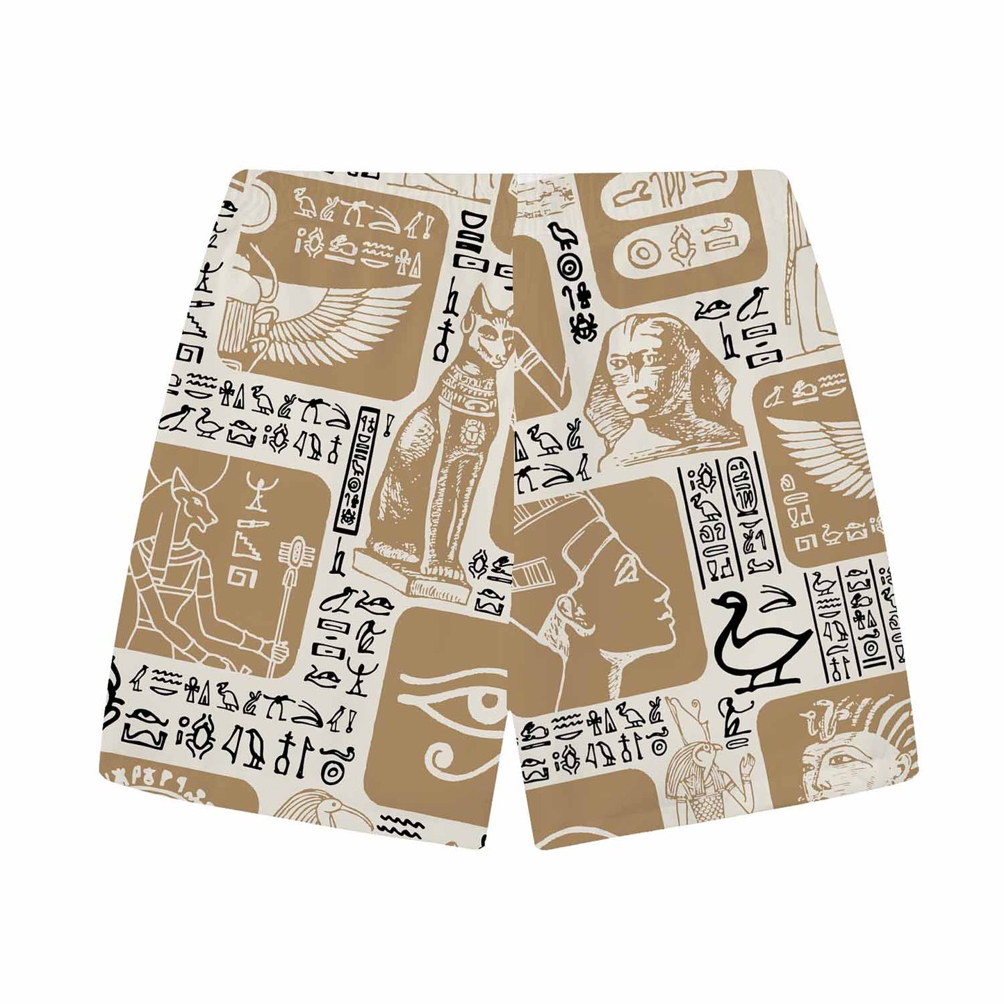 Egyptian Symbols Hieroglyphs Mascots Retro Elastic Waist Shorts