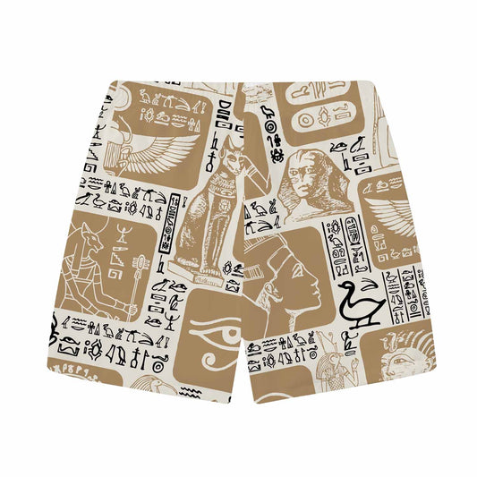 Egyptian Symbols Hieroglyphs Mascots Retro Elastic Waist Shorts