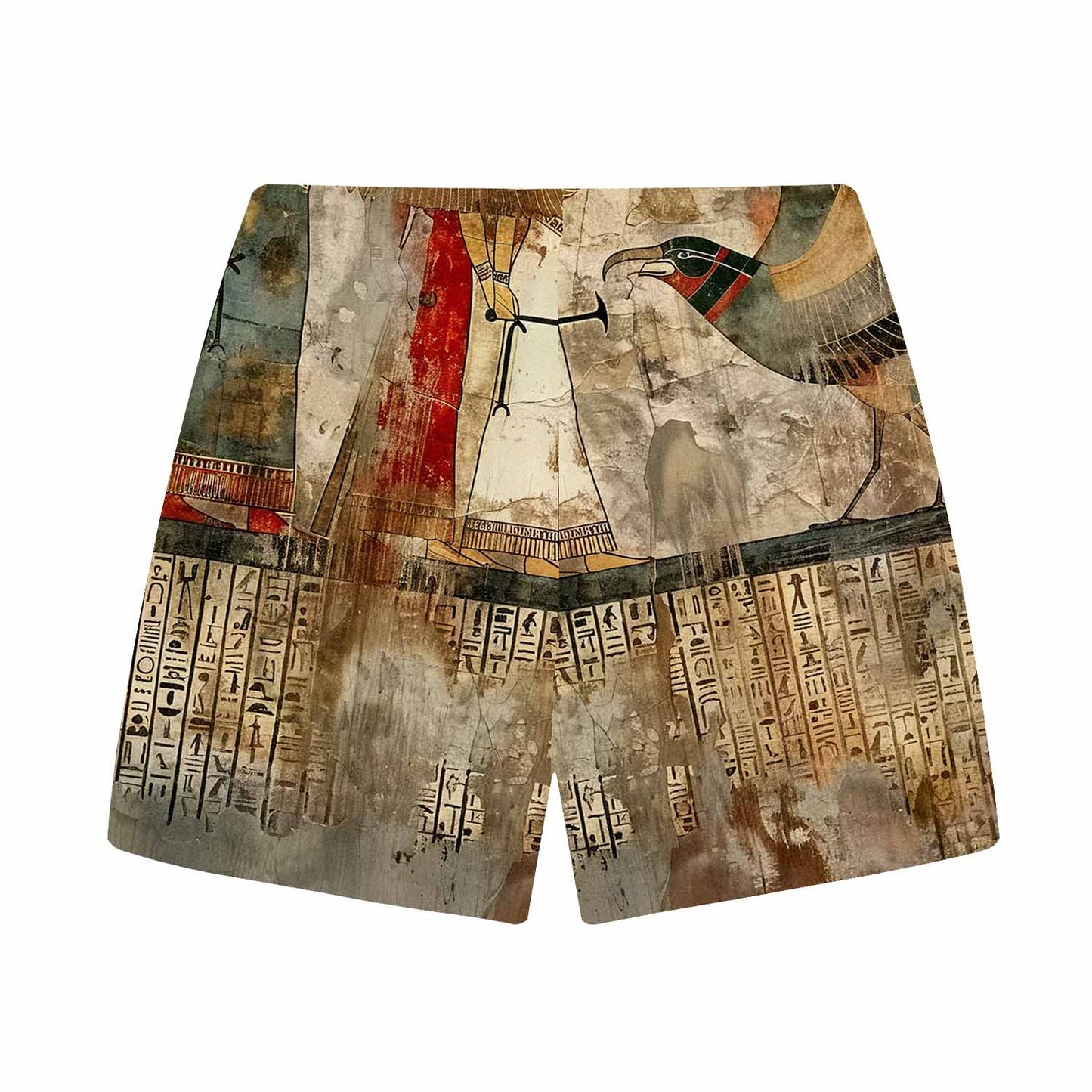 Ancient Egyptian Divine Gods Totem Vintage Pattern Elastic Waist Shorts