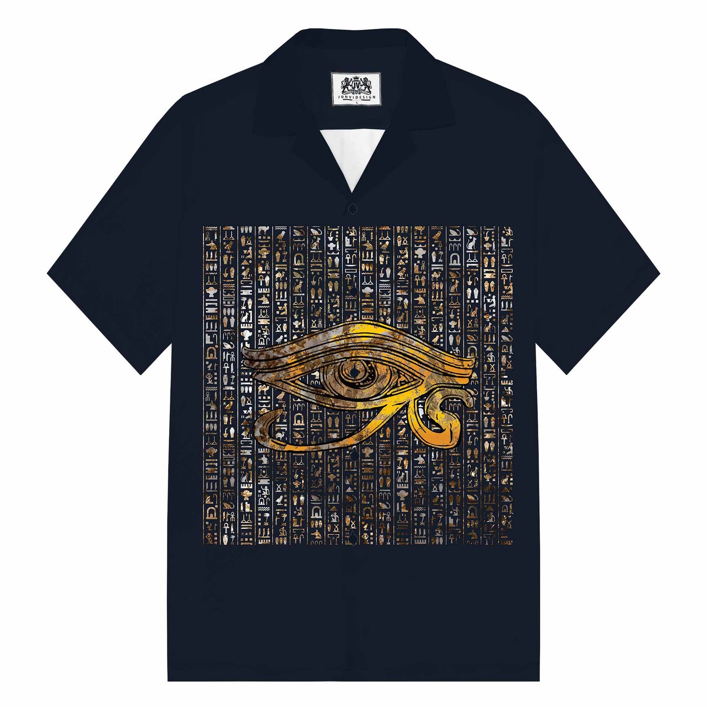 Eye Of Horus Ancient Egyptian Pattern Camp Collar Casual Short Sleeve Shirt
