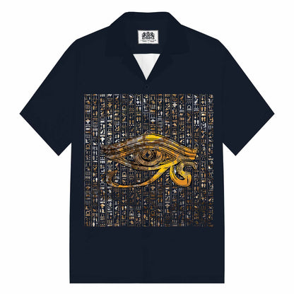 Eye Of Horus Ancient Egyptian Pattern Camp Collar Casual Short Sleeve Shirt