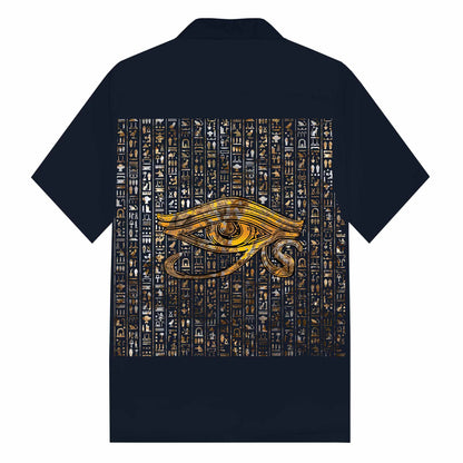 Eye Of Horus Ancient Egyptian Pattern Camp Collar Casual Short Sleeve Shirt