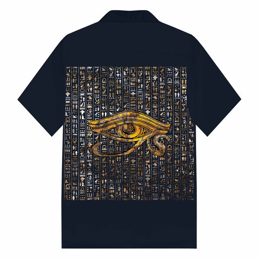Eye Of Horus Ancient Egyptian Pattern Camp Collar Casual Short Sleeve Shirt