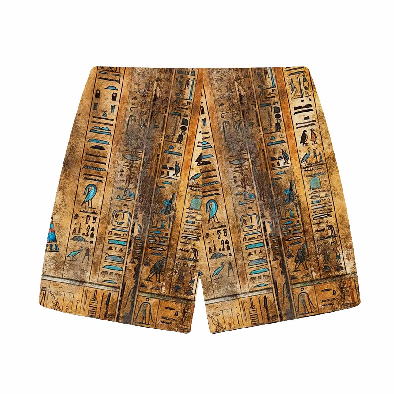 Vintage Egyptian Hieroglyphics & Goddess Isis Pattern Elastic Waist Shorts