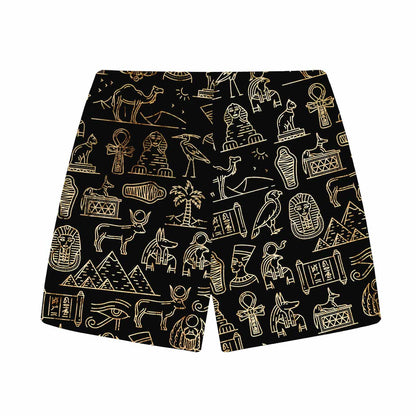 Ancient Egyptian Divine Godness Art Pattern Elastic Waist Shorts