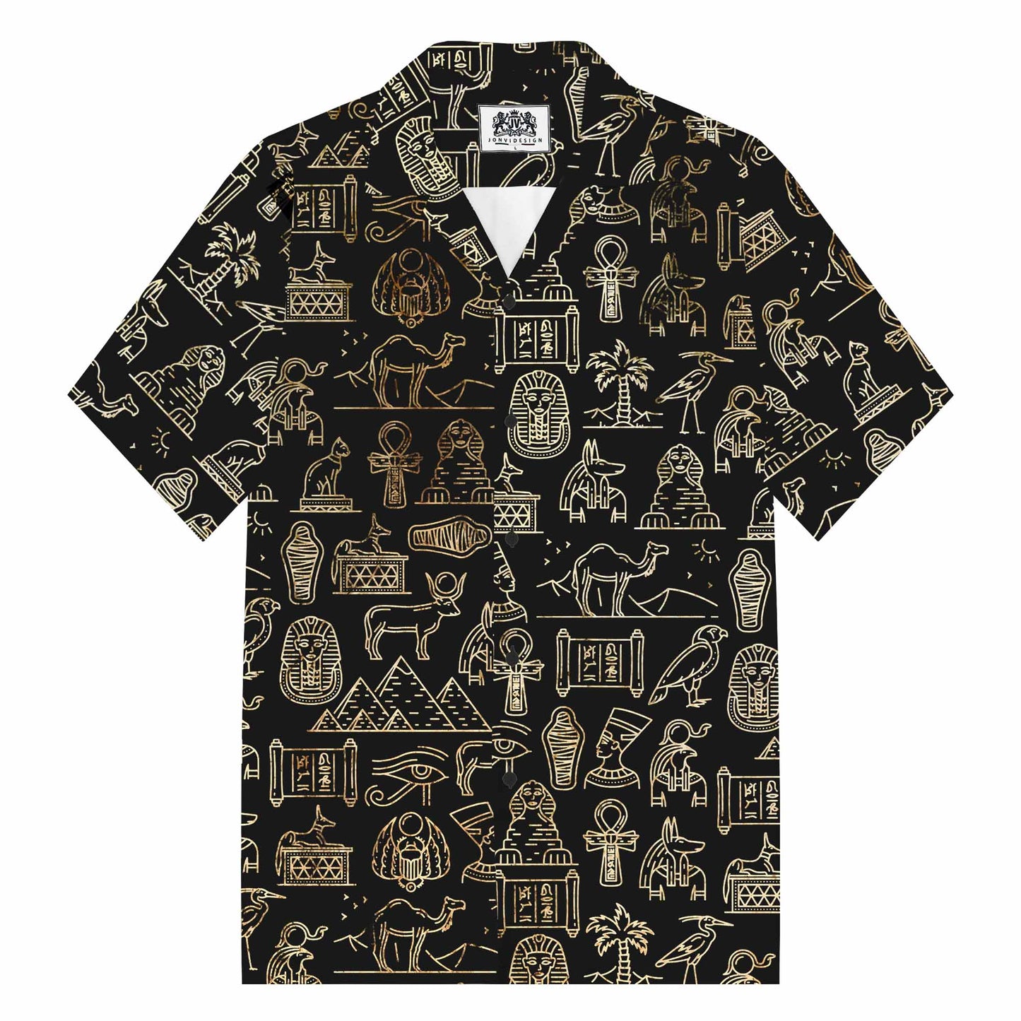 Ancient Egyptian Divine Godness Art Pattern Camp Collar Casual Short Sleeve Shirt