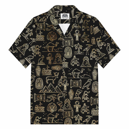 Ancient Egyptian Divine Godness Art Pattern Camp Collar Casual Short Sleeve Shirt