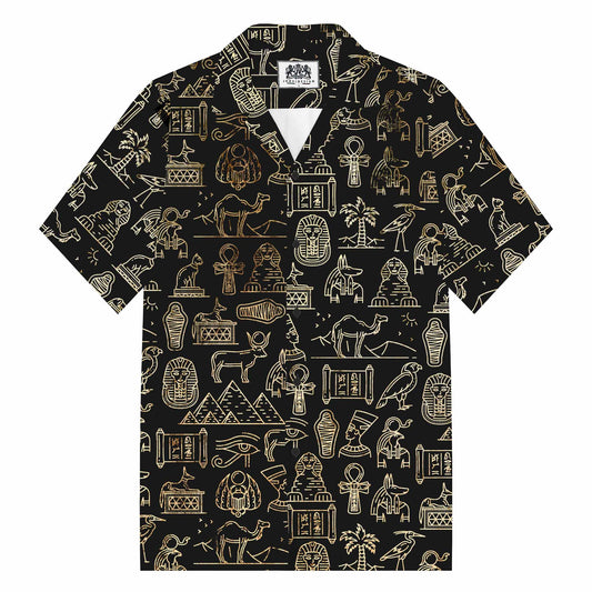 Ancient Egyptian Divine Godness Art Pattern Camp Collar Casual Short Sleeve Shirt