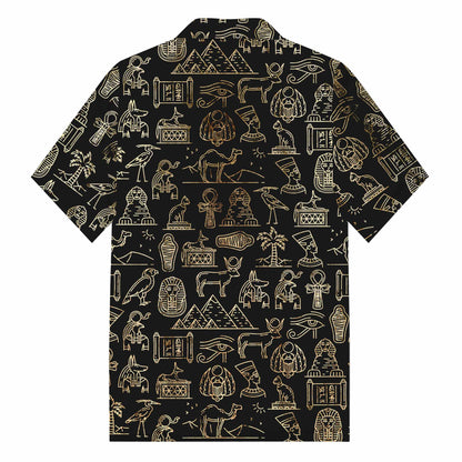Ancient Egyptian Divine Godness Art Pattern Camp Collar Casual Short Sleeve Shirt