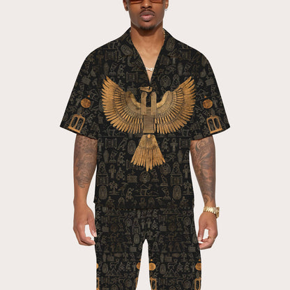 Ancient Egyptian Mythology Eagle God Totem Print Elastic Waist Shorts