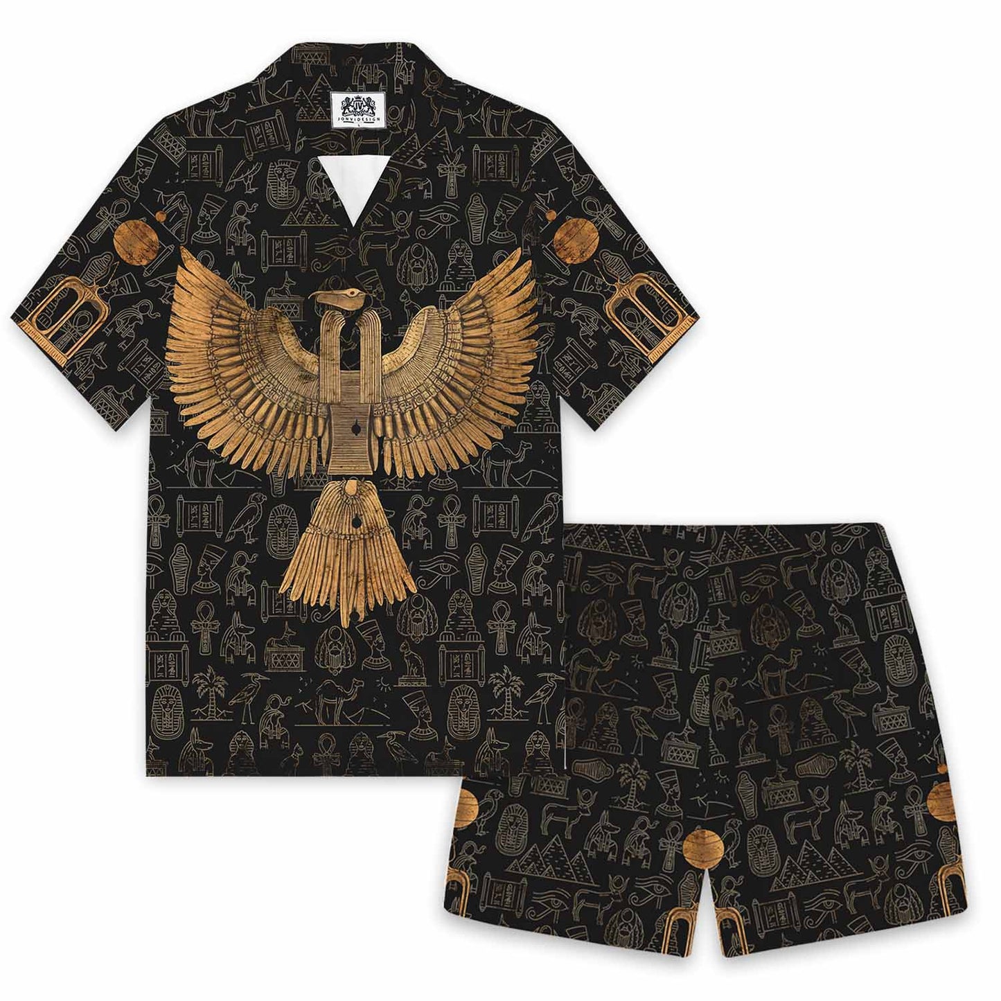 Ancient Egyptian Mythology Eagle God Totem Print Elastic Waist Shorts