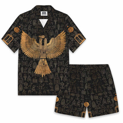 Ancient Egyptian Mythology Eagle God Totem Print Elastic Waist Shorts