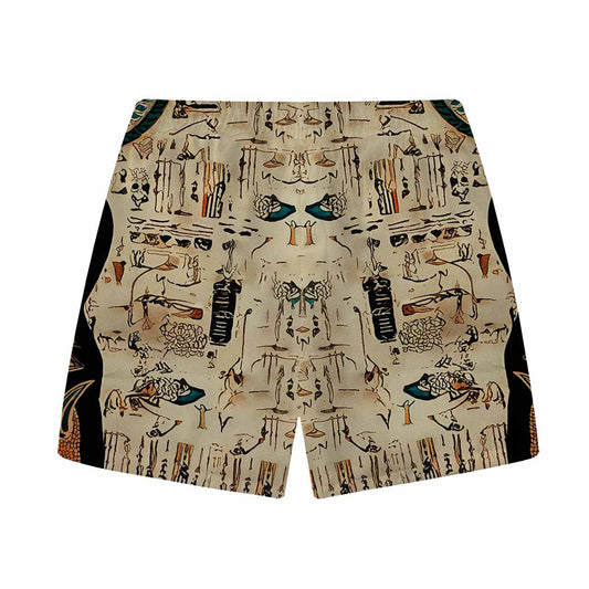 Egyptian Buster Cat Art Print Silk Elastic Waistband Shorts