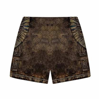 Relief-Style Egyptian Ba Bird Vintage Elastic Waistband Shorts