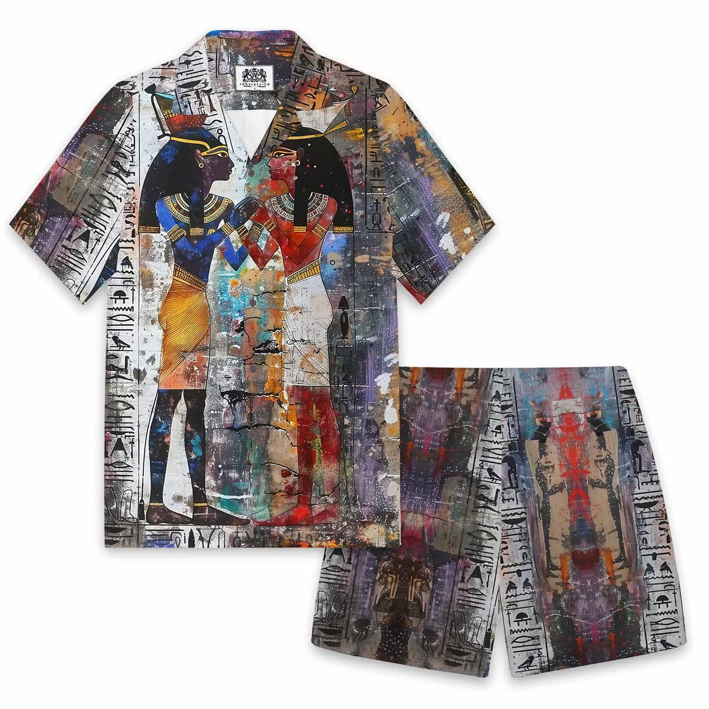 Ancient Egyptian Goddess Pattern Elastic Waistband Shorts