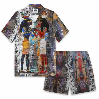 Ancient Egyptian Goddess Pattern Elastic Waistband Shorts
